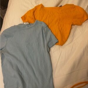 Vibrant Orange and Blue Short Sleeve Tees for Casual Comfort